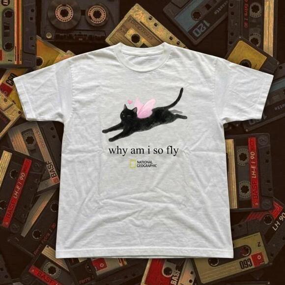Tops - National Geographic White Cat Tee